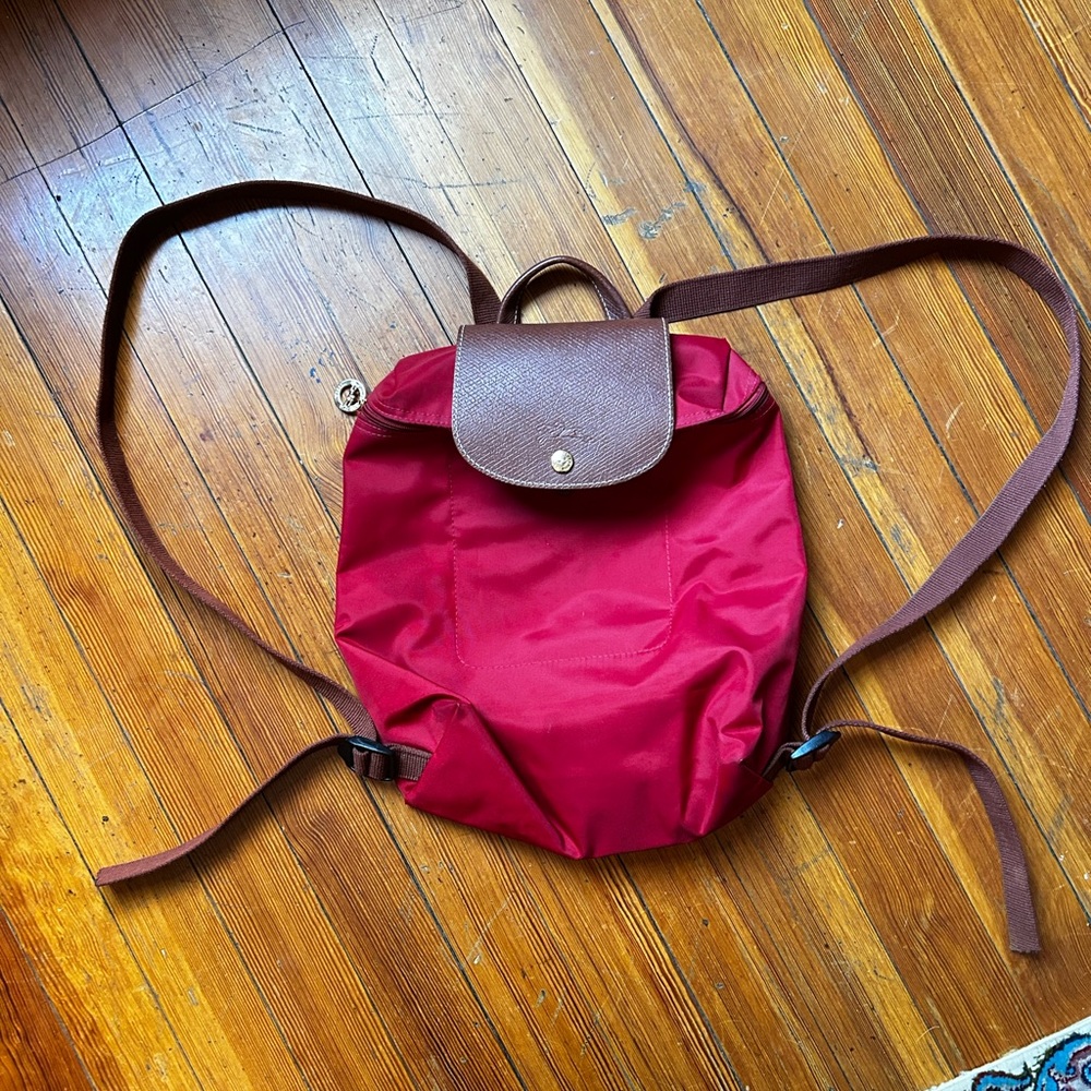 Longchamp Red and Brown Backpack